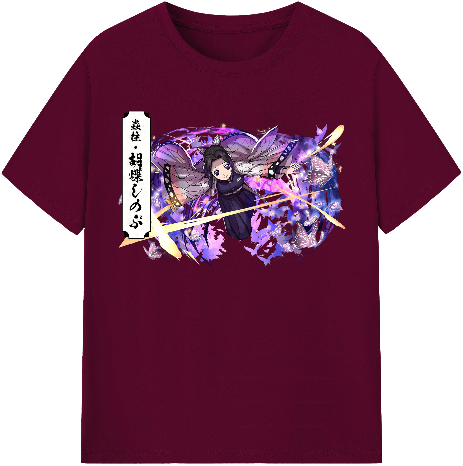 （画像用） 鬼滅の刃（きめつのやいば）蟲柱-胡蝶 しのぶ／こちょう しのぶ Kochou Shinobu レディースカジュアルプリントTシャツ（綿100％）